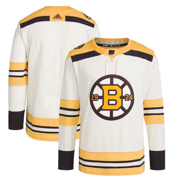 Men%27s Boston Bruins Blank Cream 100th Anniversary Stitched Jersey Dzhi->boston bruins->NHL Jersey